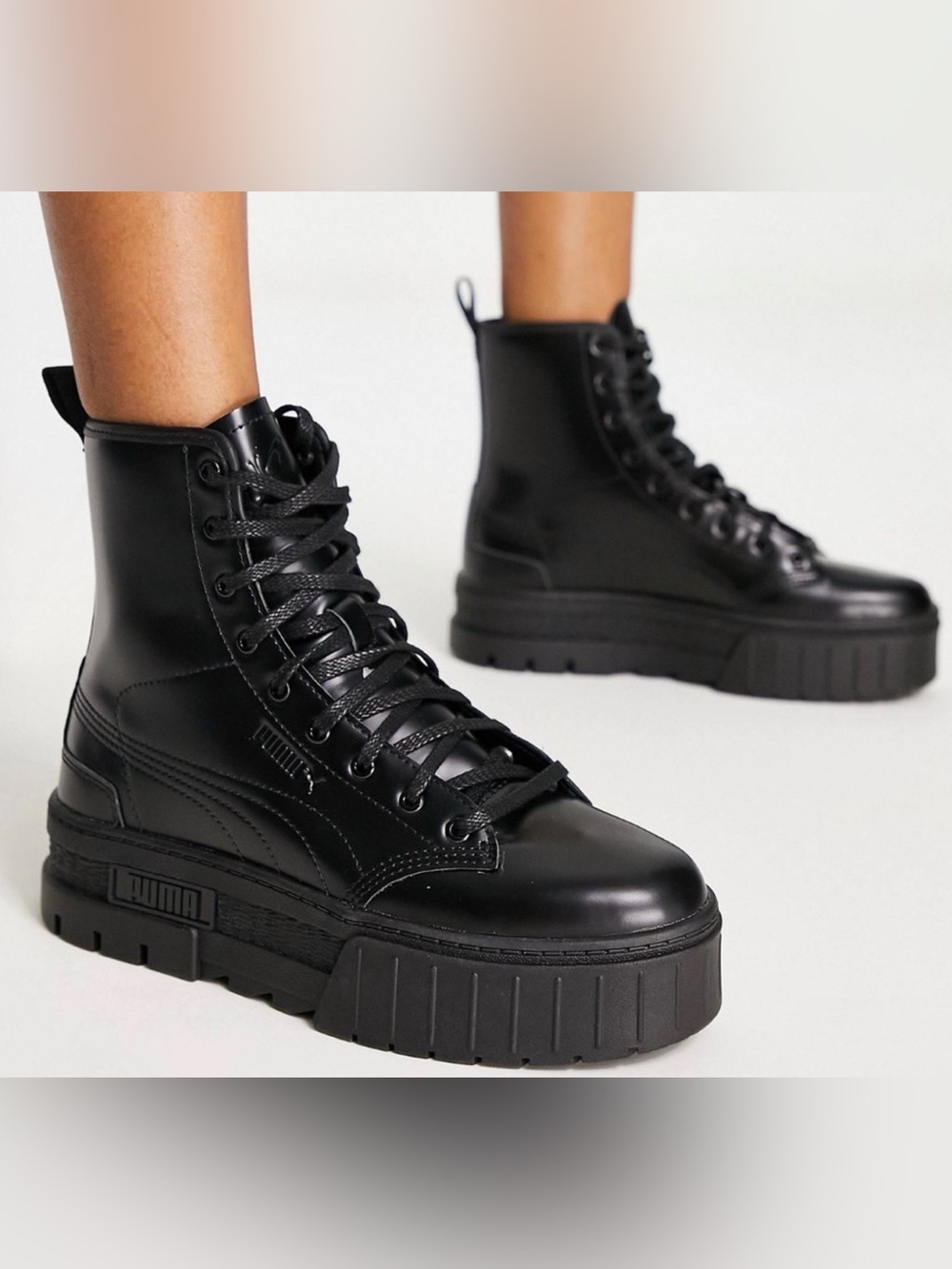 Puma x Dua lipa Black Lace-Up Platform Ankle Boots
